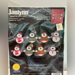 Janlynn Cross Stitch Christmas Ornament Kit 157-95 Snowman Collection Vintage